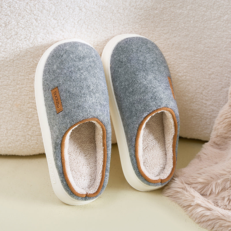 Men’s Winter Cotton Slippers – Thick Non-Slip Indoor Couple Shoes