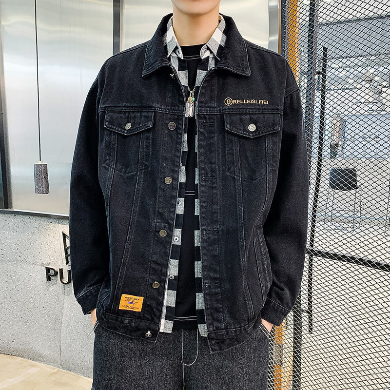 Men's Loose Denim Coat Spring Autumn Plus Size Workwear
