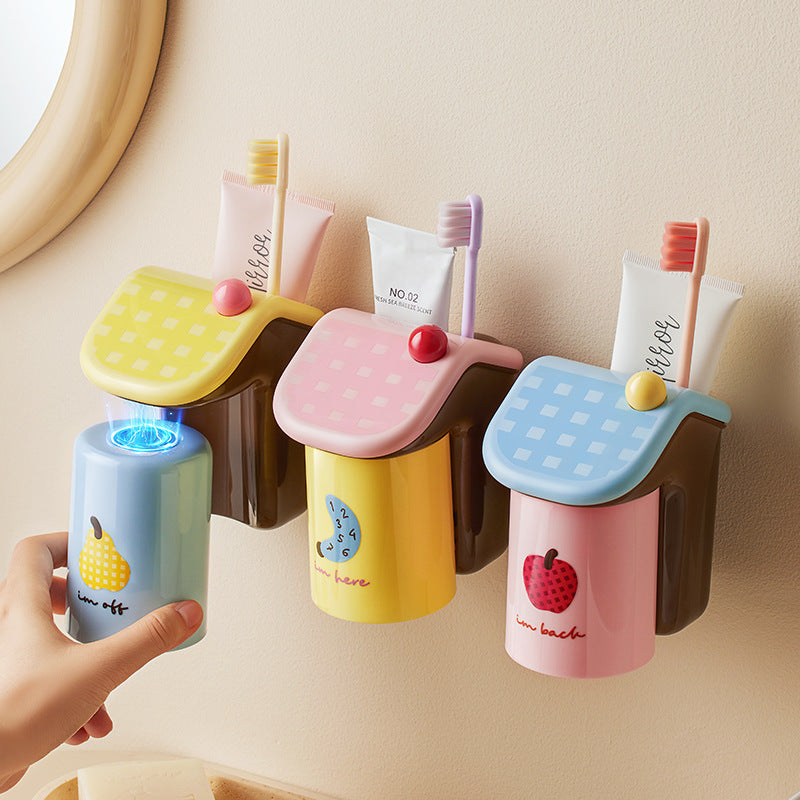 Magnetic Wall-Mounted Toothbrush Cup Holder with Drainage