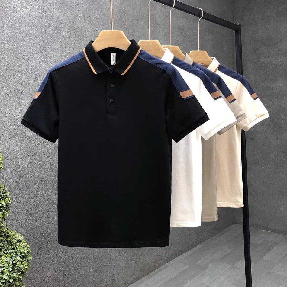 STOCK-Color-Block Polo Shirt – Slim Fit Men’s Summer Top