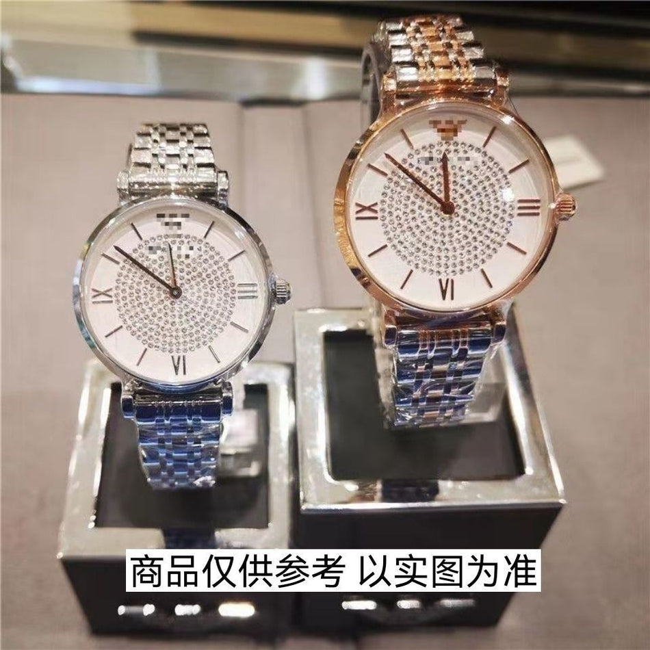 Gypsophila Couple’s Quartz Watch with Steel Band & Diamond