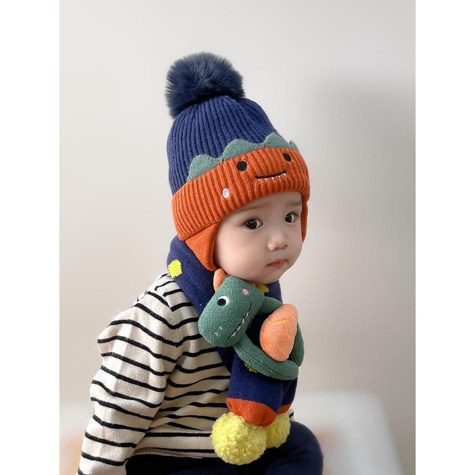 Baby Wool Hat & Scarf Set – Winter Warm Pullover Cap