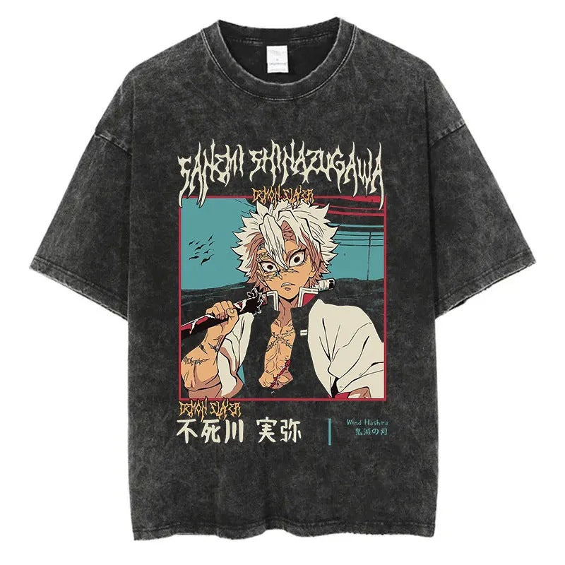 Japanese Anime Y2K Printed Round-Neck Short-Sleeve T-Shirt Men