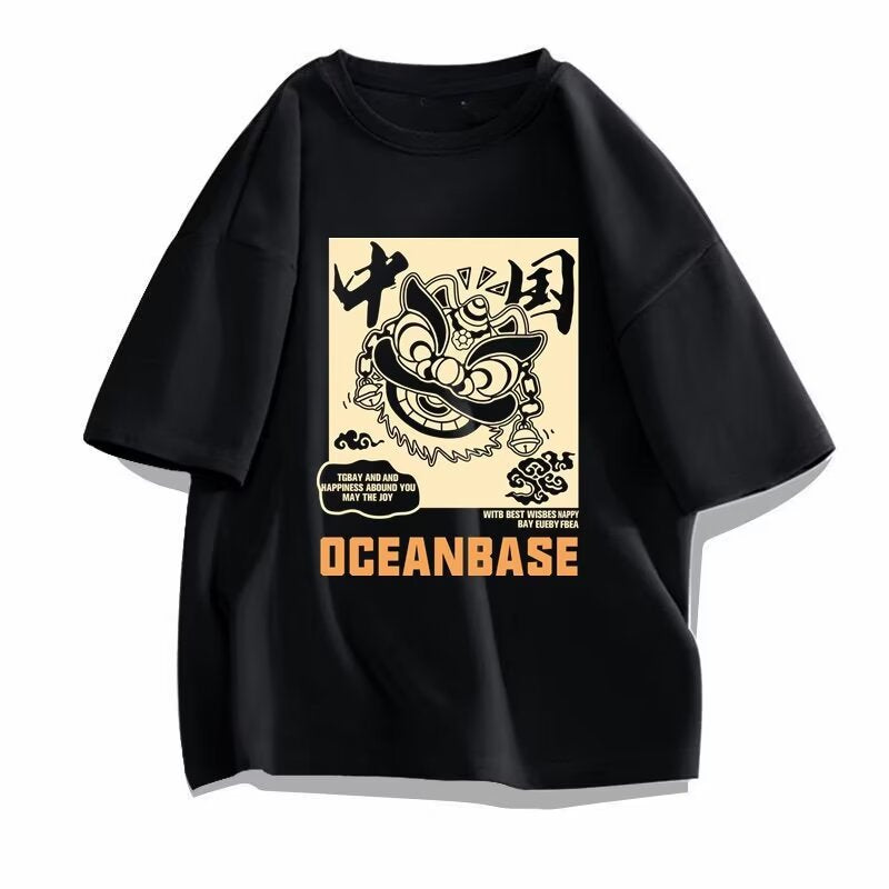 INSTOCK-Men's Summer Printed T-Shirt – Trendy, Loose Fit & Plus