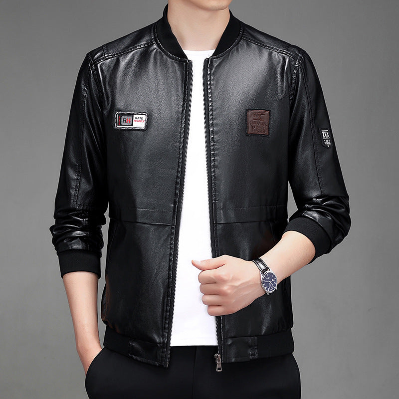 Men’s Korean Slim PU Leather Jacket – 2023 Autumn