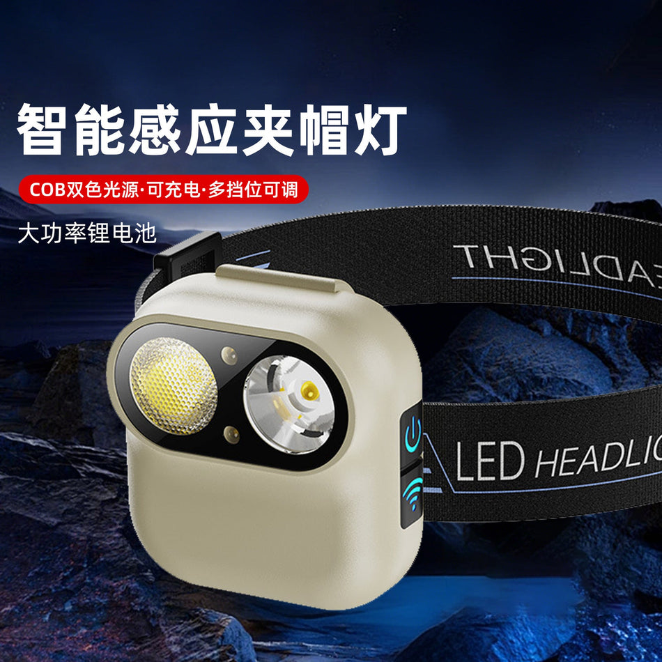 Sensor Clip-On Dual LED Rechargeable Outdoor Headlamp