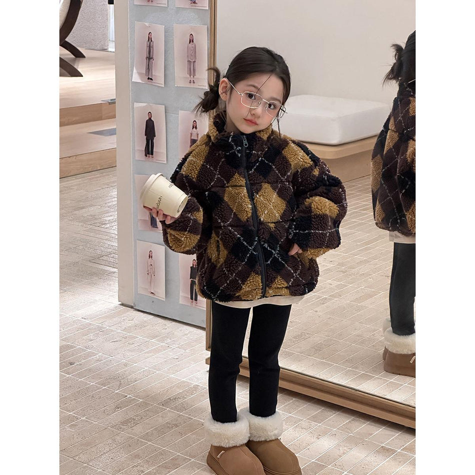 Aimobeibei Children's Retro Stand-Up Collar Jacket