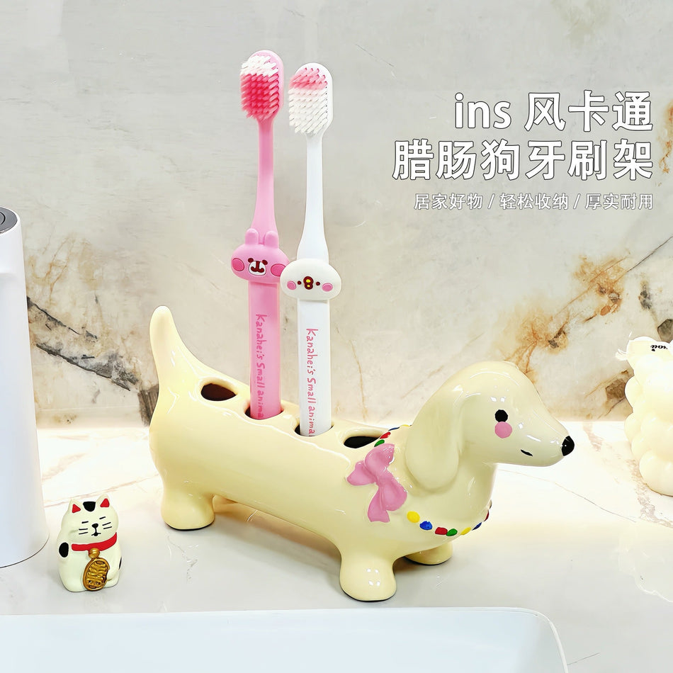 Cartoon Dachshund Toothbrush Holder Practical Rack