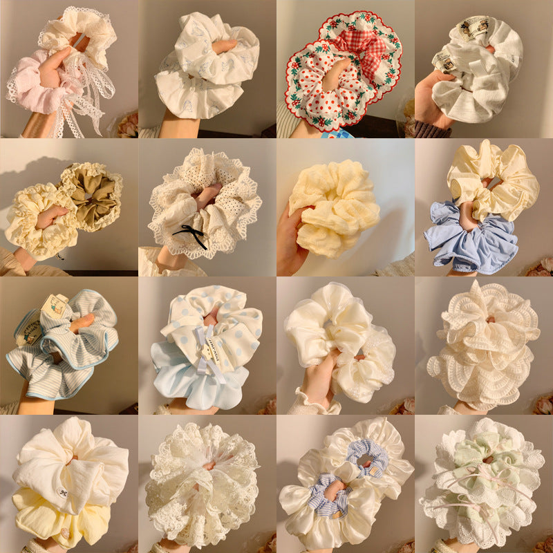 French Retro Satin Large Intestine Hair Ring – Elegant Korean