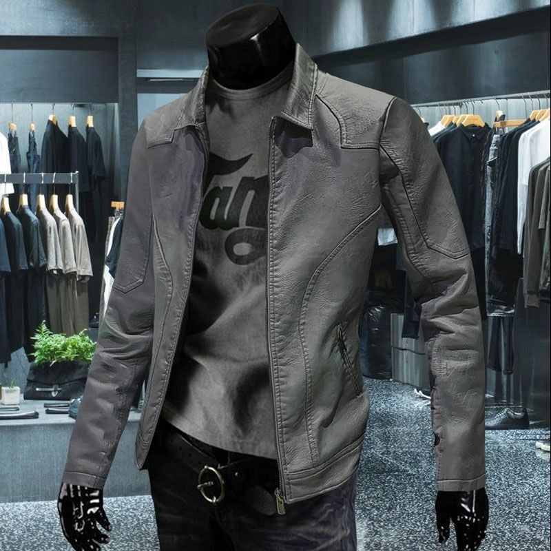 Men’s 2025 Autumn-Winter Retro Slim Lapel Leather Jacket