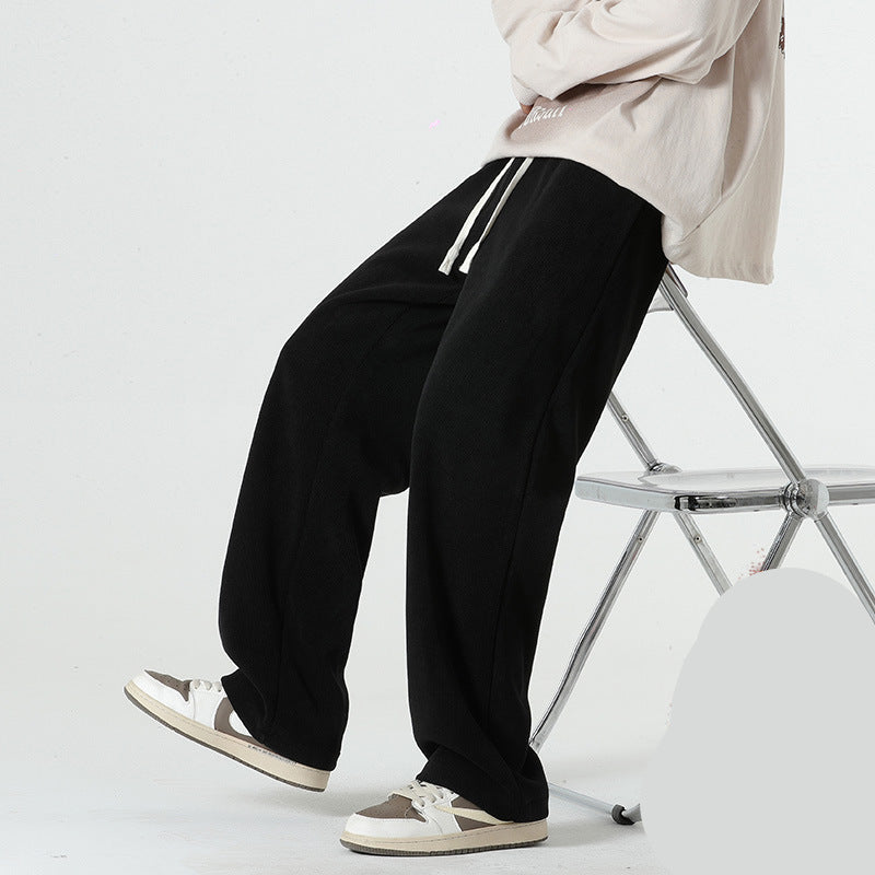 Men’s Corduroy Fleece Pants – Loose Casual Trousers