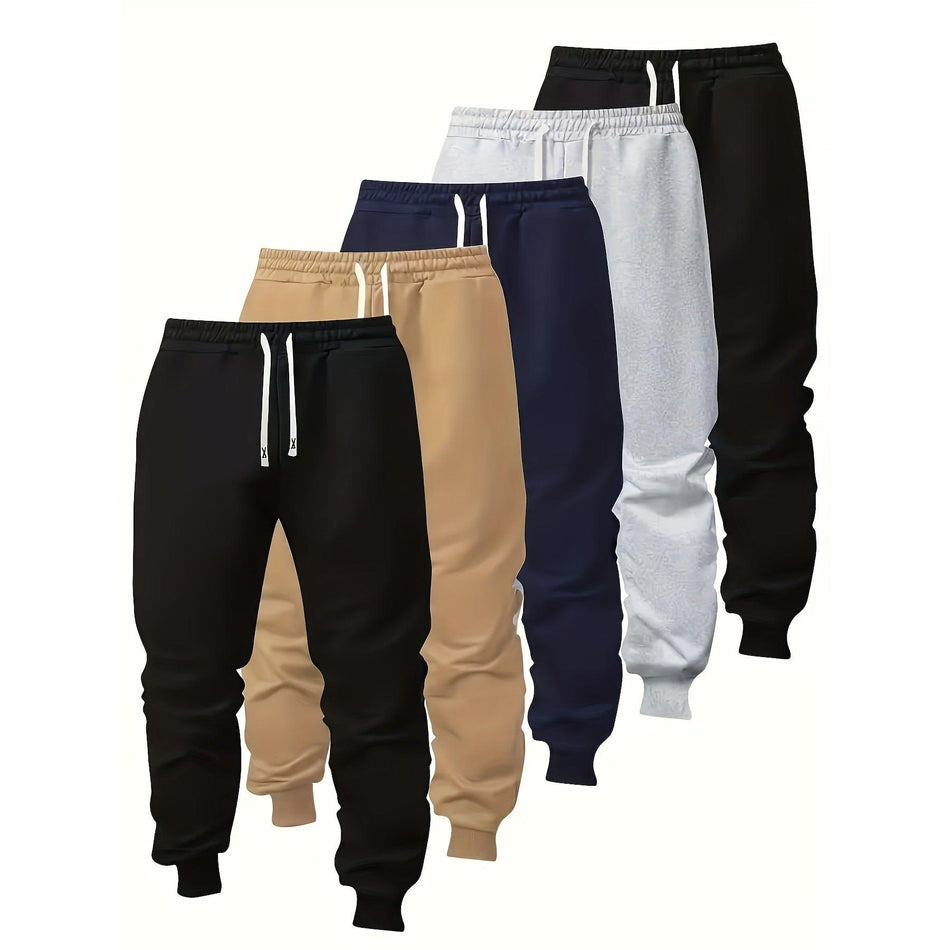 Boys Solid Color Pocketed Elastic Jogger Pants Set