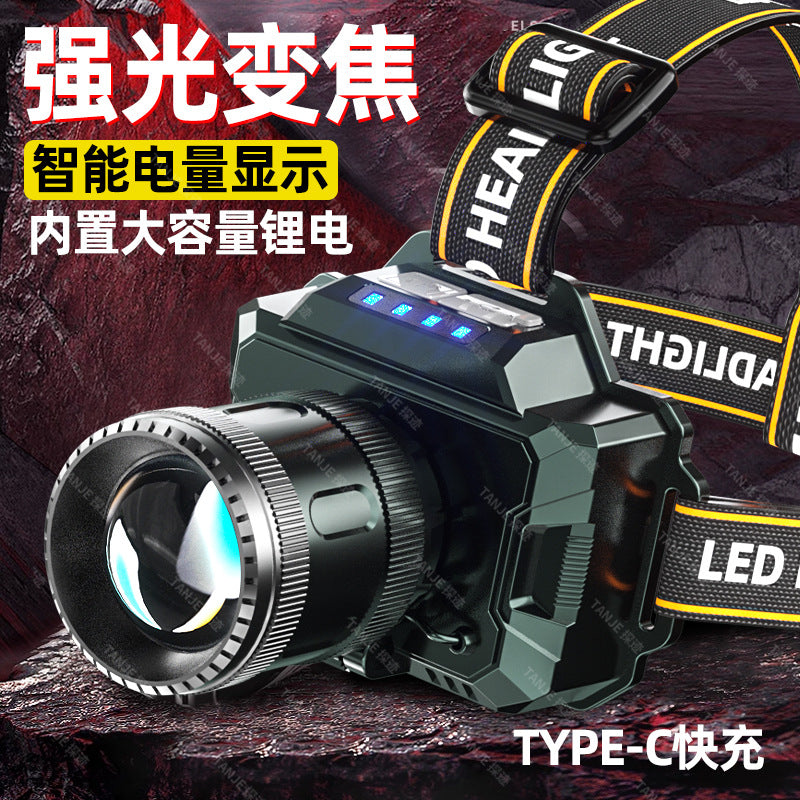 Double Lithium Battery Zoom Super-Bright Head-Mounted Headlight