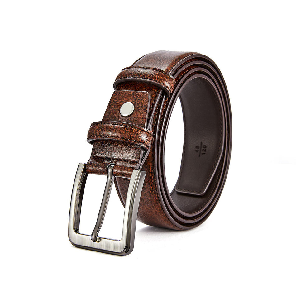 Men's genuine leather pin buckle belt