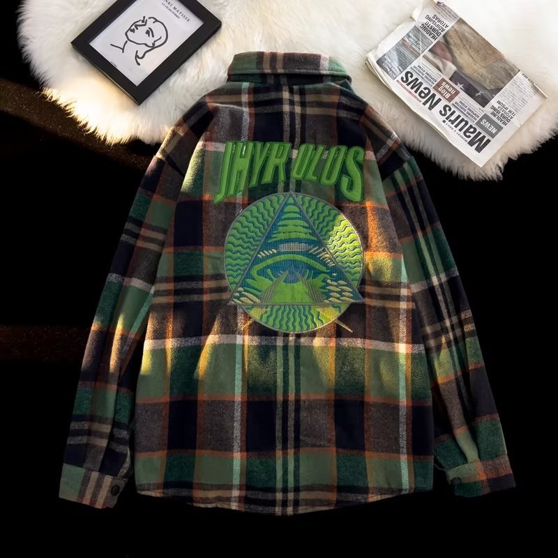 Plaid Woolen Overshirt Men’s Hong Kong Style Jacket