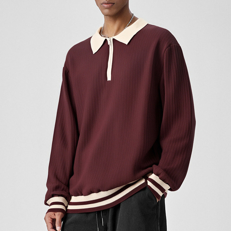 Men’s Korean Style Knitted Sweater – Autumn/Winter Contrast Color