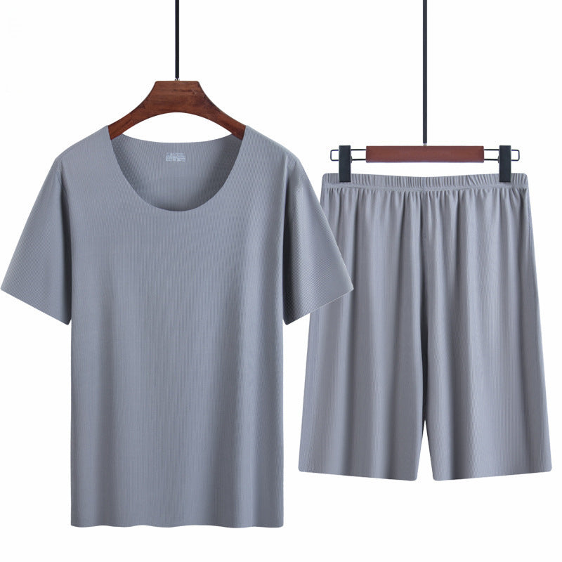 Men’s Ice Silk Modal Pajama Set – Summer Seamless Wear