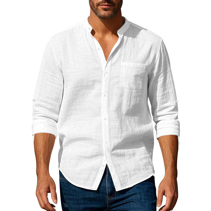 White men's casual shirt - button-up design with relaxed comfortable fit