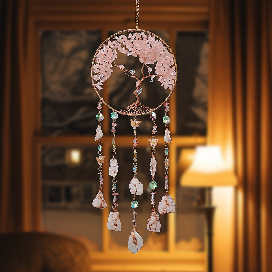 STOCK-Agate Tree of Life Dream Catcher – Crystal Pendant