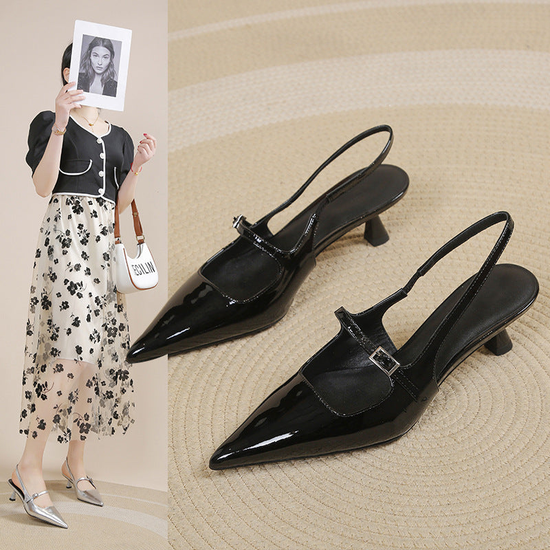 French Pointed-Toe Hollow Back Stiletto Sandals 2025