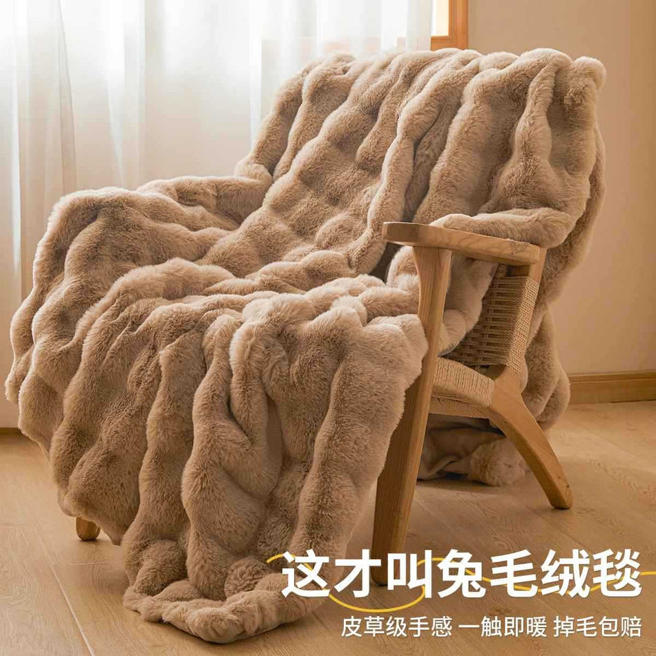 Thickened Winter Rabbit Plush Coral Fleece Blanket
