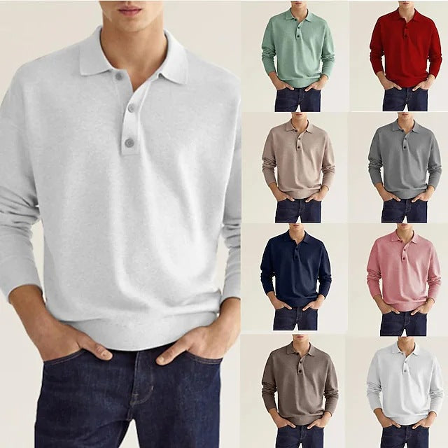 Long Sleeve Polo Shirt – Men’s Casual Button-Down Top