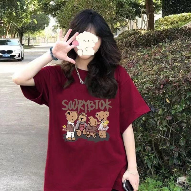 INSTOCK-Women's Retro Summer T-Shirt  Loose Fit, Stylish Design