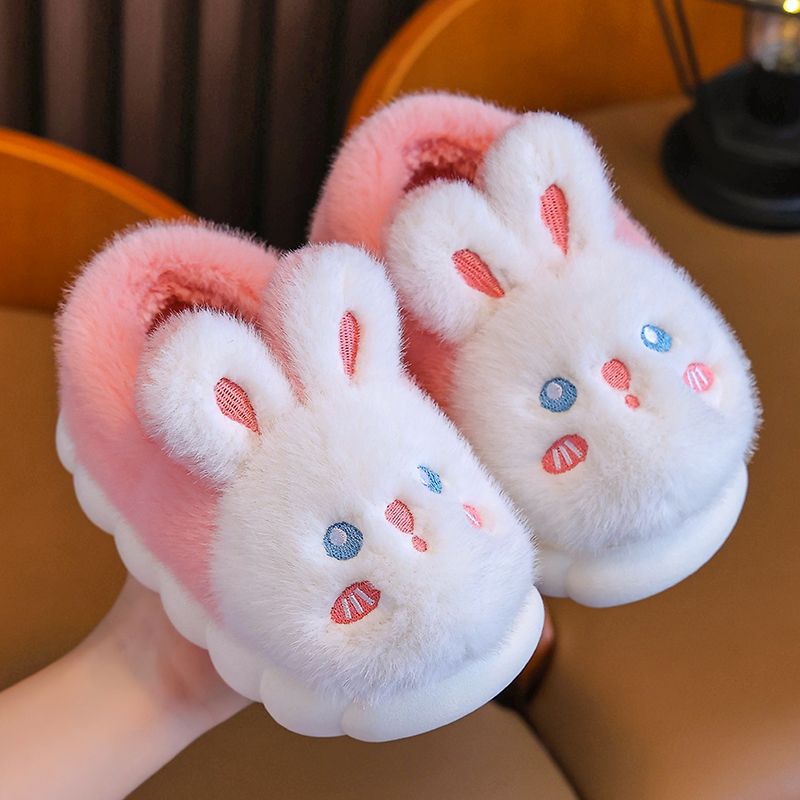 STOCK-Children’s Cotton Slippers – Warm Furry Indoor Shoes for
