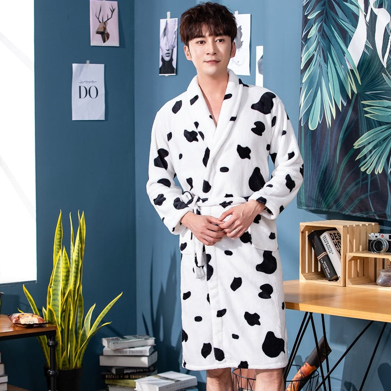 Men's Flannel Bathrobe | Autumn Winter Hotel Nightgown