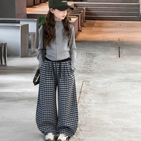 Girls Cardigan Plaid Set – Spring Autumn Outfit Suit – Outfit Sets – Image 6