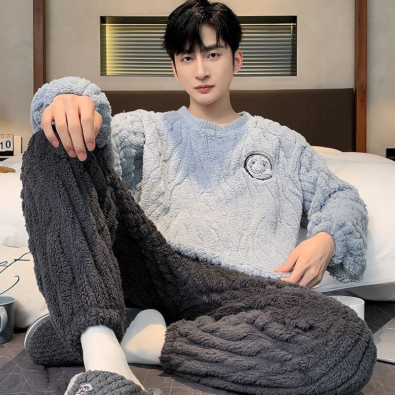 Men’s Coral Fleece Pajamas Thickened Warm Autumn Winter