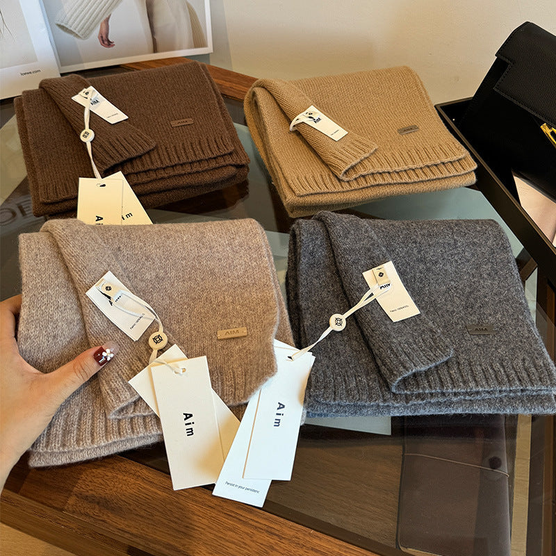 100% Pure Wool Scarf Unisex Winter Solid Color