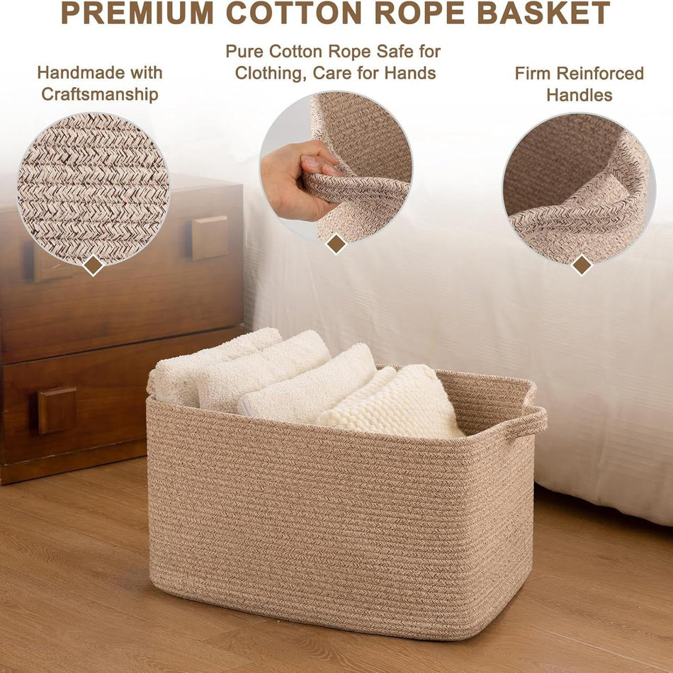 Cotton Rope Woven Storage Basket for Toys and Clothes