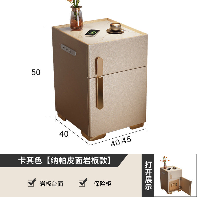 Modern Bedside Table with Built-in Safe and Lock