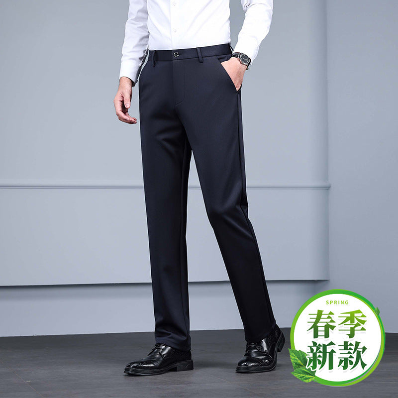 black slim straight formal trousers