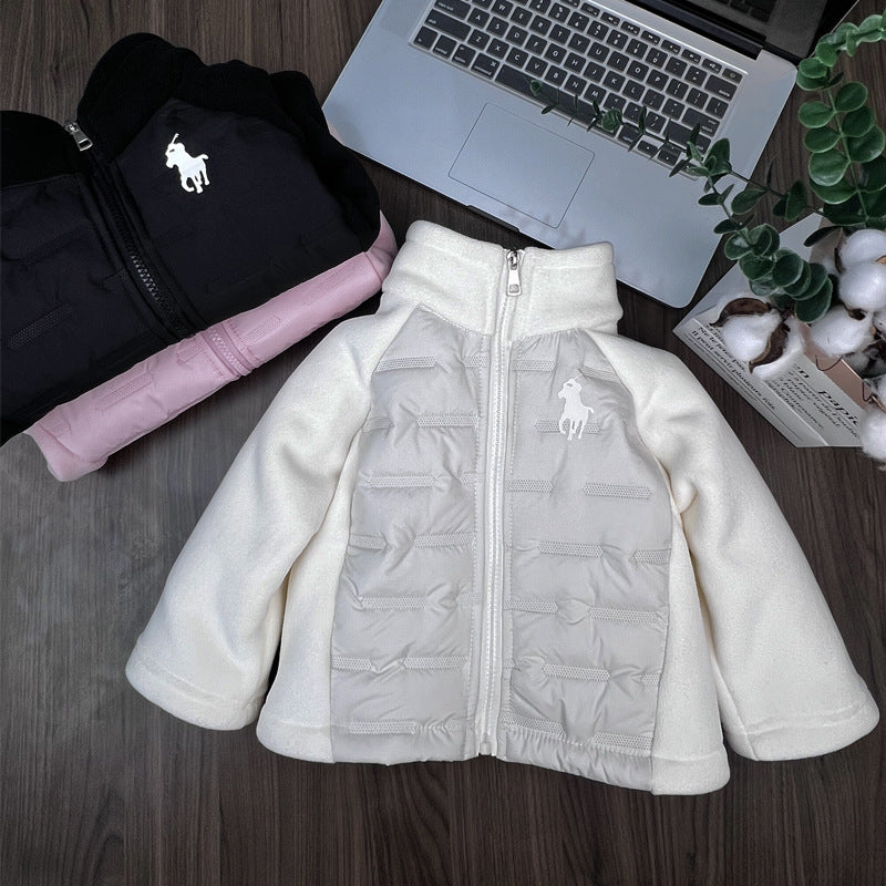 Kids Thick Quilted Velvet Winter Jacket
