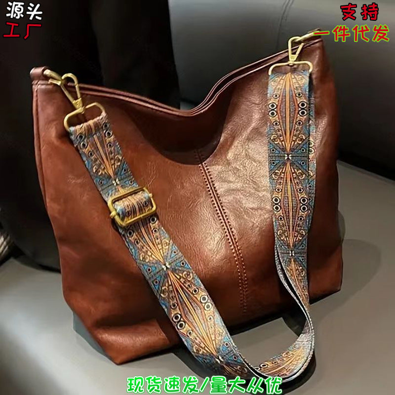 PU Solid Color Shoulder Crossbody Bag