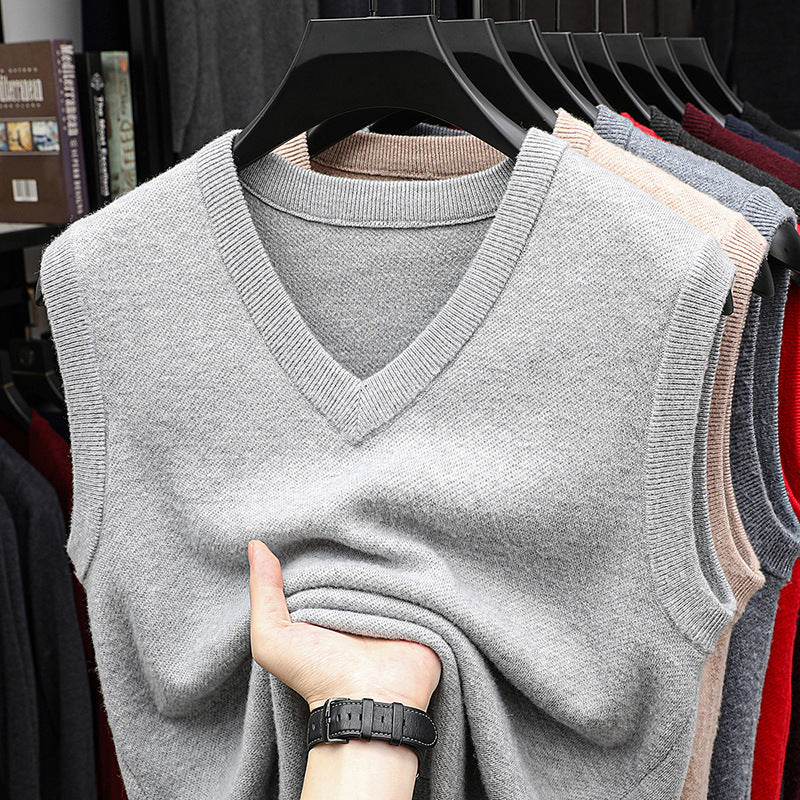 Men’s Wool Vest – Thick V-Neck Sweater Autumn Winter