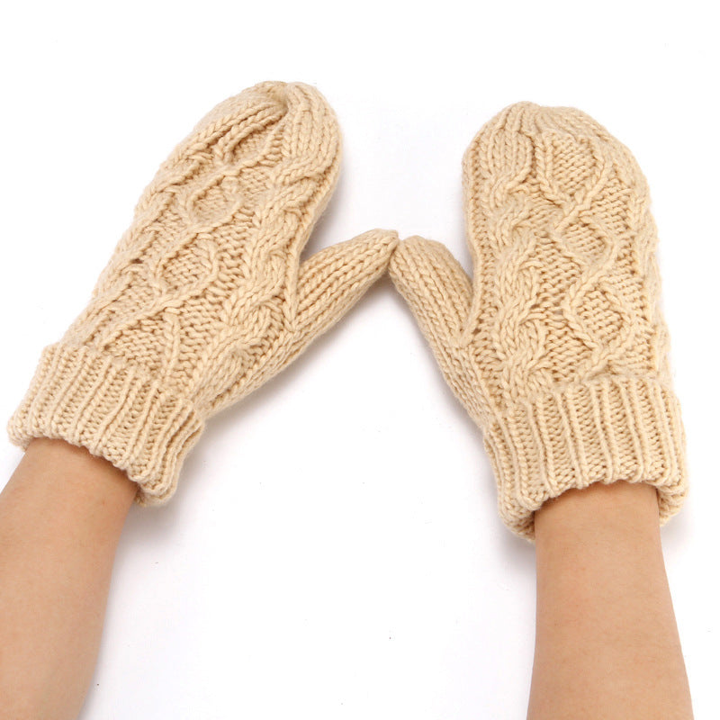 Women’s Velvet Thickened Knitted Woolen Halterneck Gloves