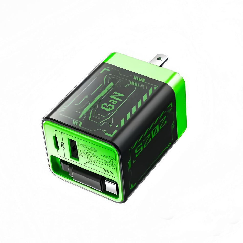 STOCK-67W GaN Dual-Port Charger Retractable Cable Apple Huawei
