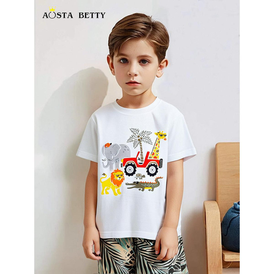 Summer 2025 Boys Cotton T-Shirt & Shorts Printed Set