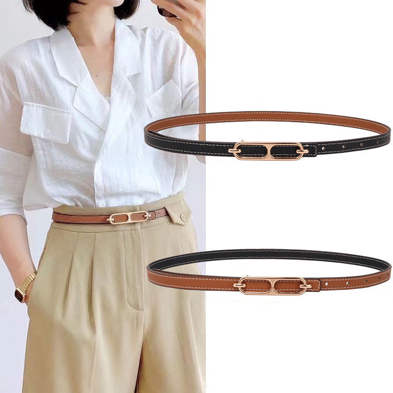 Genuine Leather Thin Belt for Women