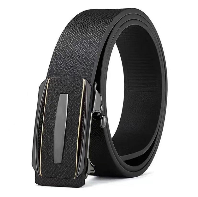Men’s Genuine Leather Belt – Buckle-Free, Floral Pattern