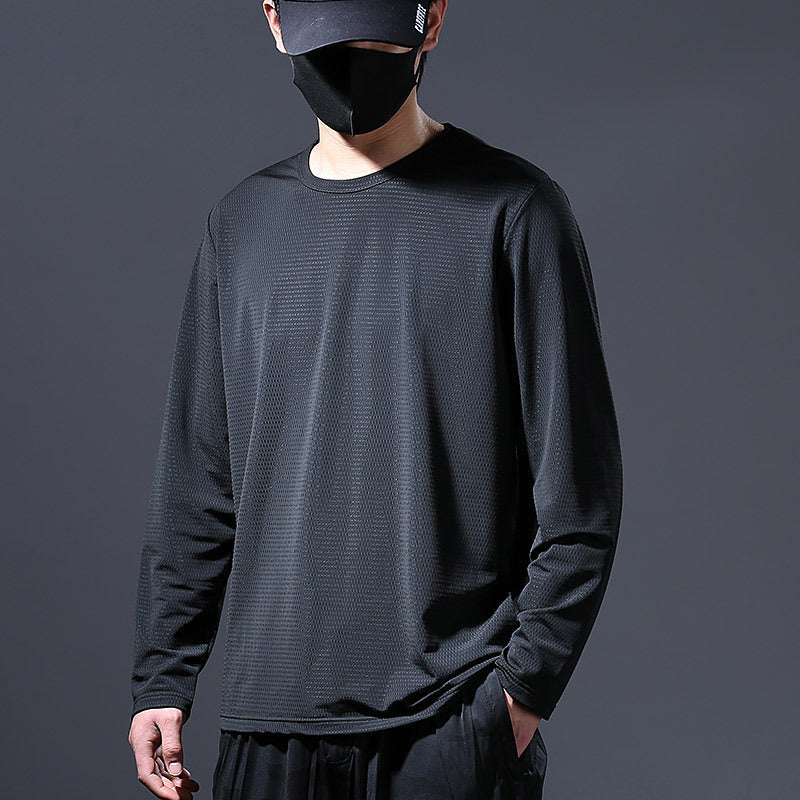Men’s Mesh Ice Silk T-Shirt – Long Sleeve, Quick-Dry