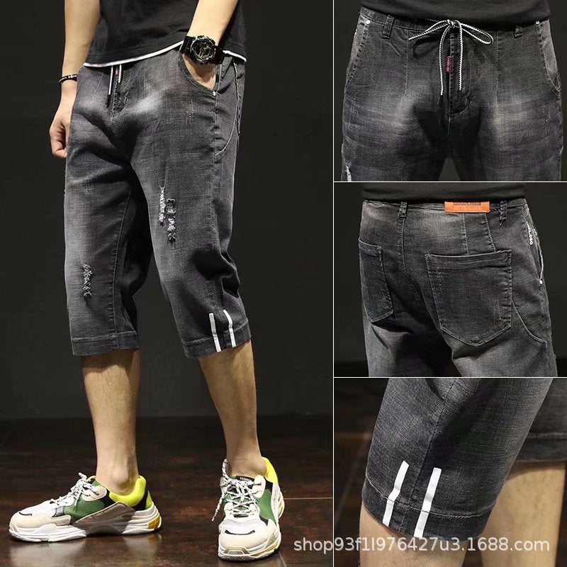 Men’s Summer Stretch Denim Shorts Korean Style Casual
