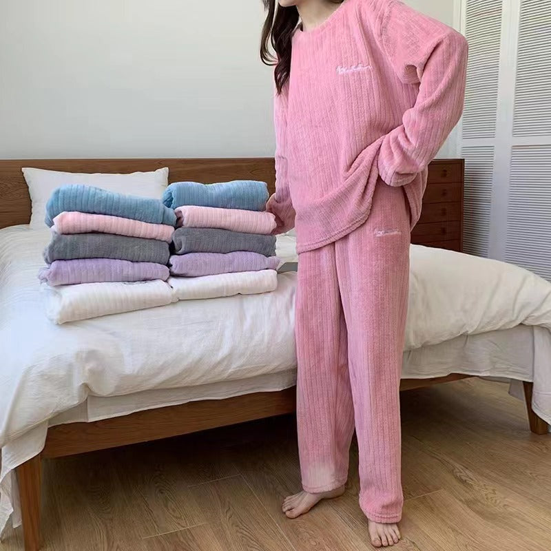 Women’s Luxury Flannel Pajama Set Warm Winter Home Suit