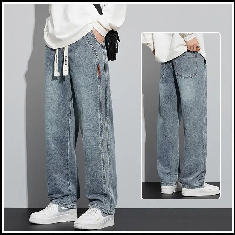 STOCK-Men’s Winter Velvet Wide-Leg Casual Jeans