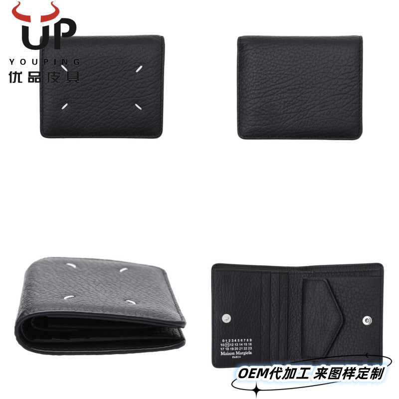 Four-Point Stitch Cowhide Wallet – Unisex Card Holder