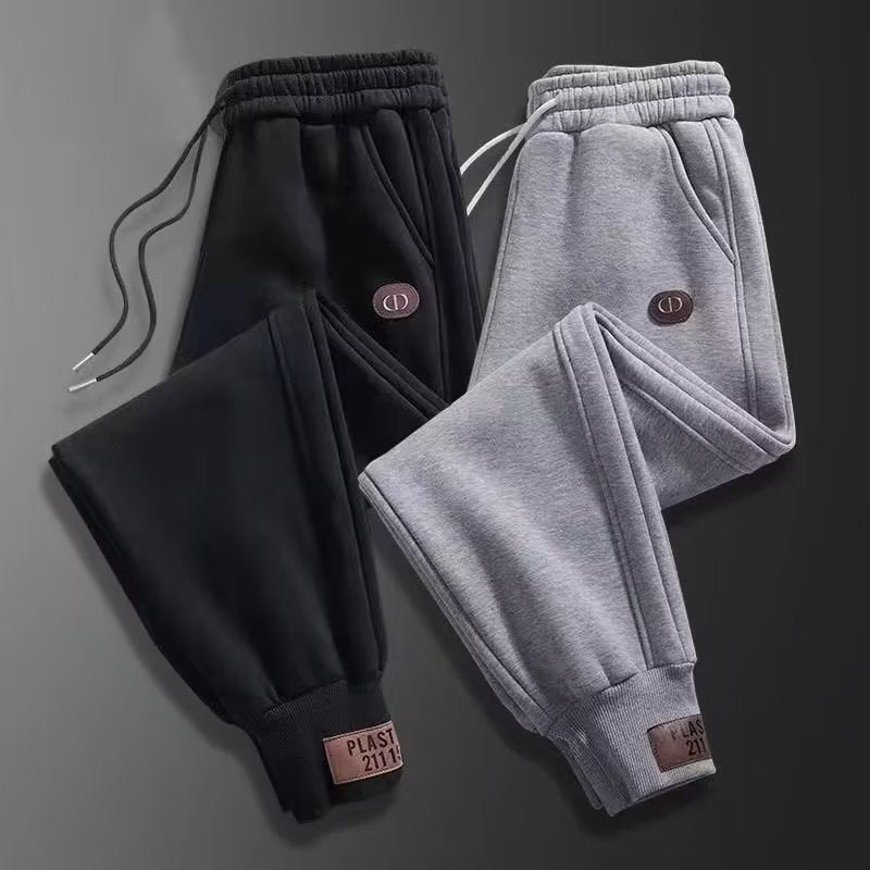 Fleece-Lined Cotton Sports Pants Men Winter