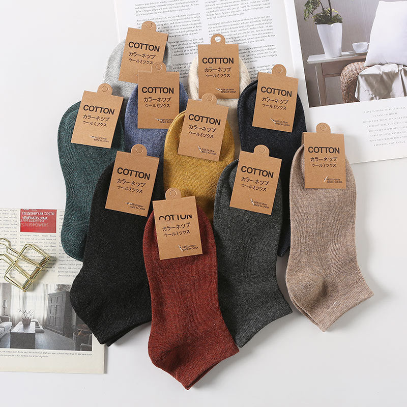 Men’s Solid Cotton Boat Socks(10-Pack)-Show Comfort